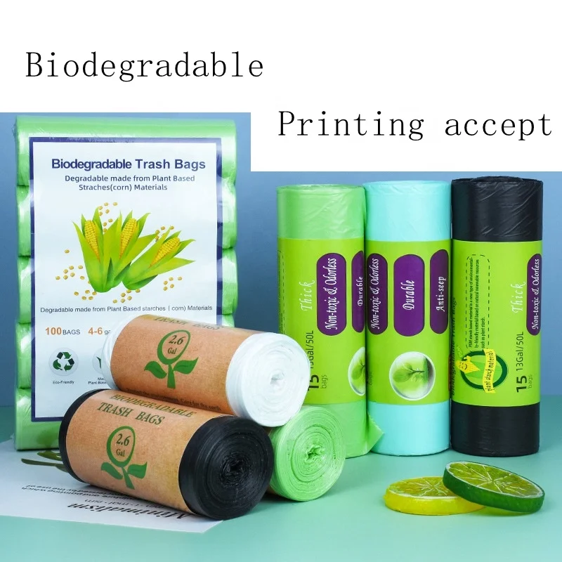 Recylce 4 Gallon Compostable Trash Bag 100pcs per roll Garbage Bags Biodegradable On Roll