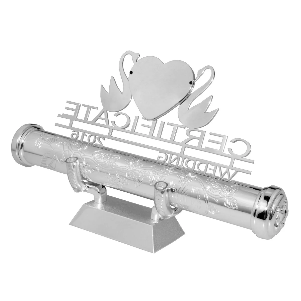 Souvenir for wedding guest sleek metal wedding gift paper scroll holders photo frame marriage certificate tube holder with stand