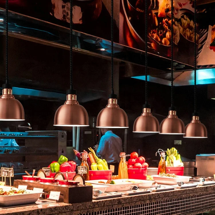 Fashion style hotel Kitchen equipment stretch heating lamp bulb 250W 275W 375W electric Infrared food buffet hanging heat lamp