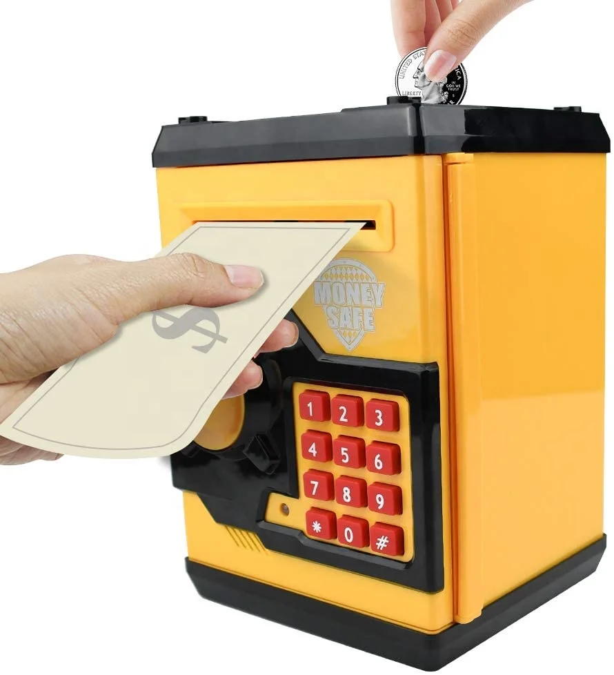 Mini ATM for Kids Toy, Safe Coin Banks Money Saving Box Password Code Lock for Children, Gifts Toys for Boys