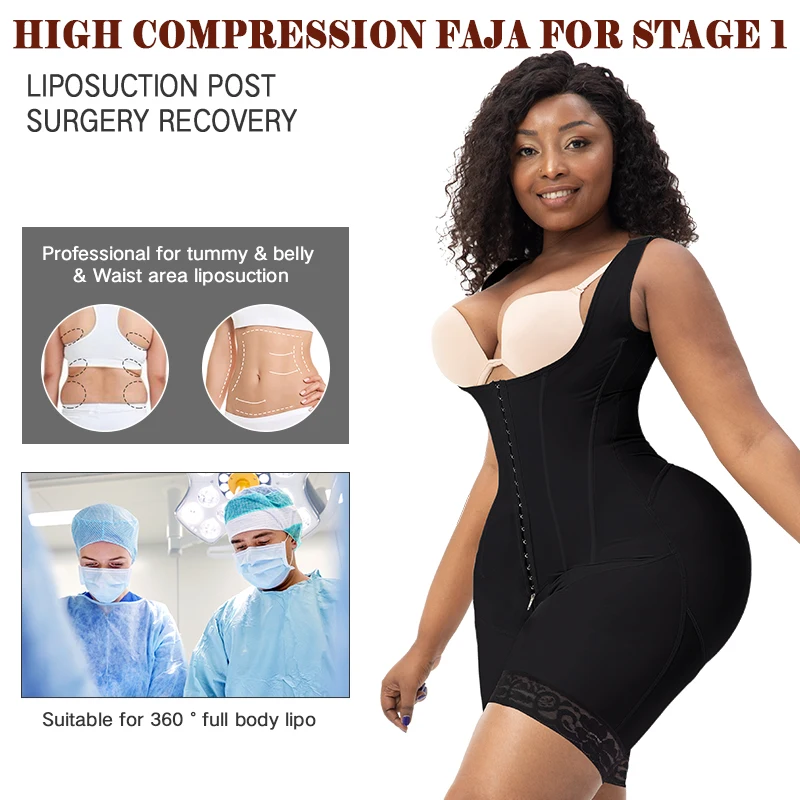 Women Bbl Liposuction Medical Compression Garment Tummy Control Lace Shapewear Columbian Post Op Surgery Curvy Faja Para Mujer