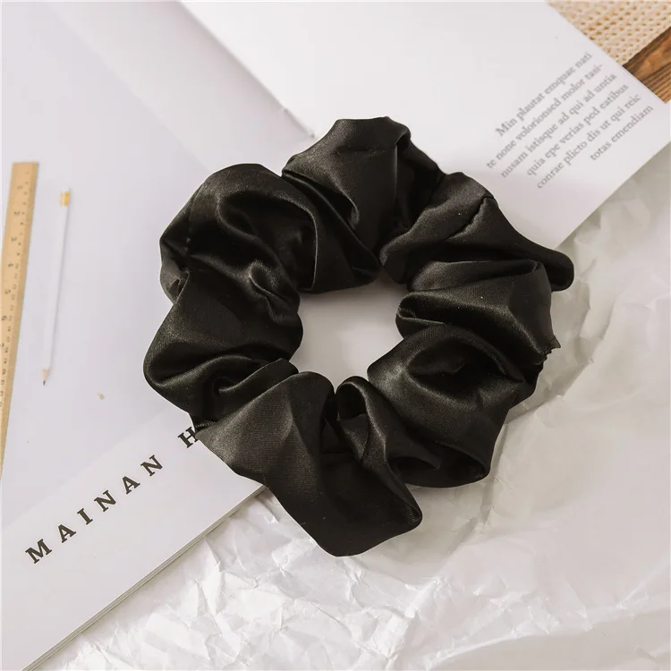 
Amazon eBay Supplier Colorful Silk Satin Pure Stretch Hair Rings Rubber Band Elastic Hair Ties Women Scrunchies 