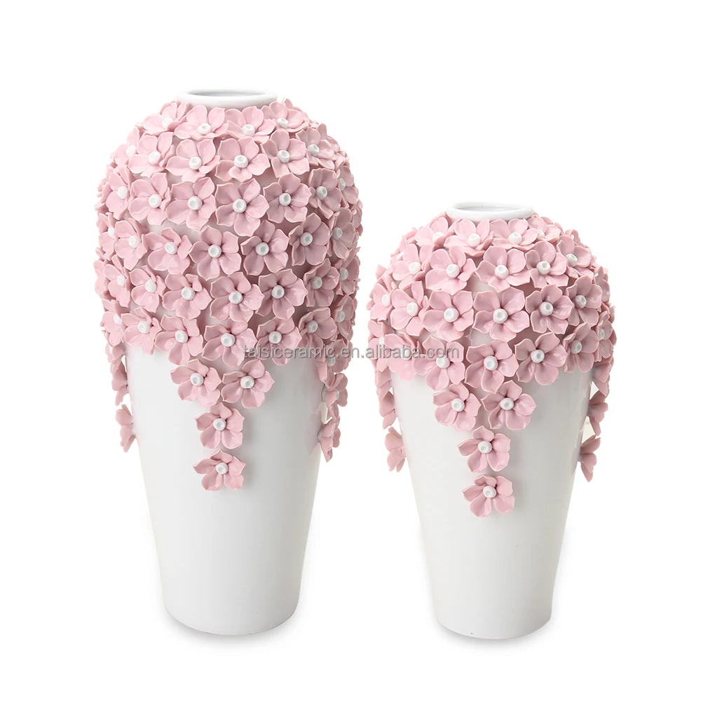 V135P Exquisite canton fair decor vase wedding centerpieces pink flower jar ceramic vase home decor porcelain manufacture
