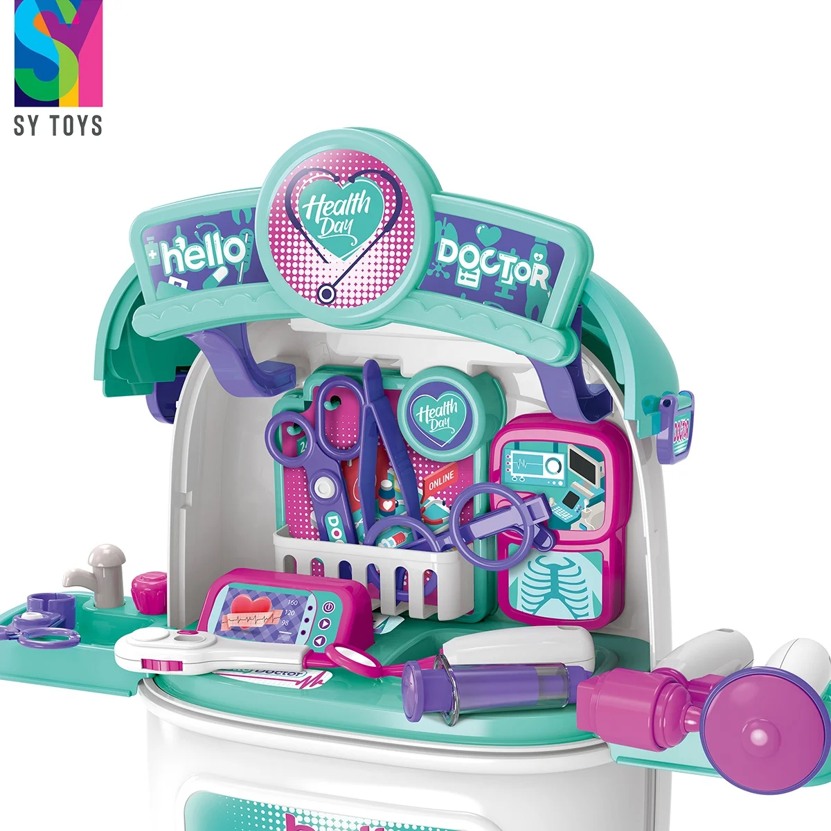 SY 3 IN 1 Educational Doctor Toys Suitcase Medicine Box Toys Set Doctor Trolley Toys