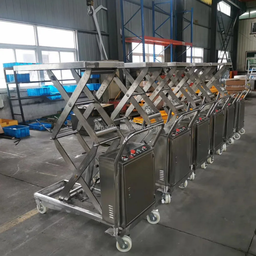 500kg Portable Manual Hydraulic Stainless Steel Scissor Lift Trolley