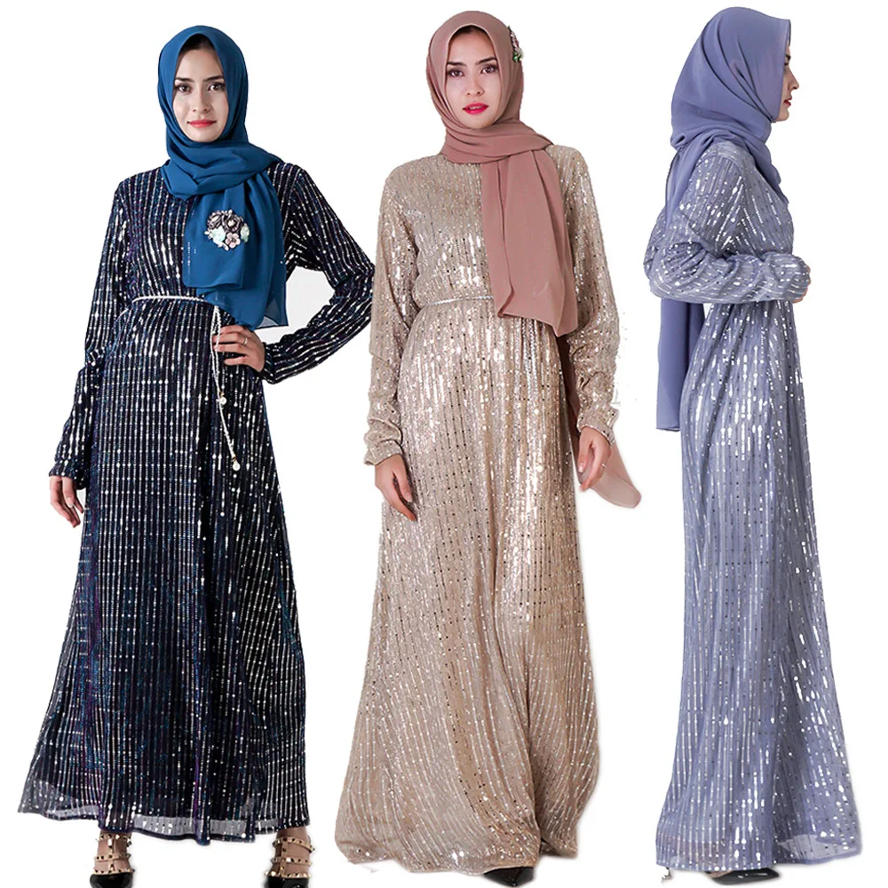 fashion shiny muslim lady evening dress turkish abaya muslim dresses