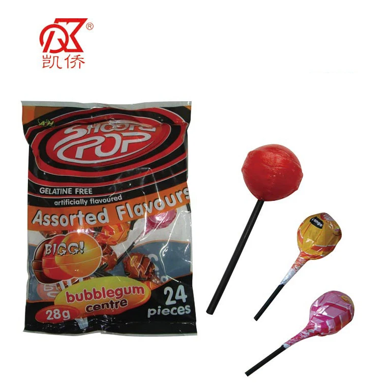 
28g Fruit Pop Bubble Gum Centre Sour Sweets 