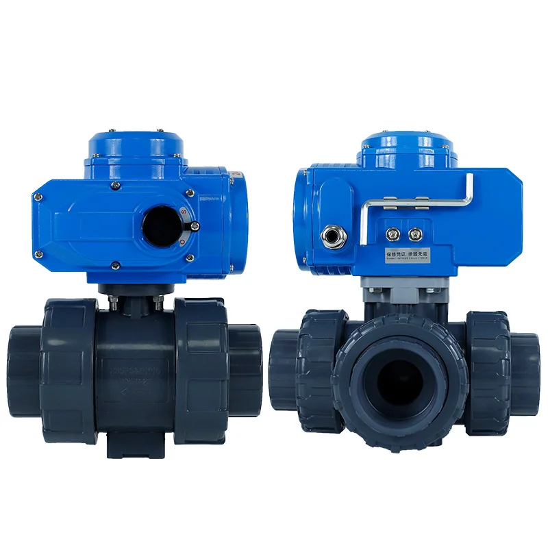 2 way 3way 50mm electric motorized actuators electric Double union UPVC solvent socket valve 220v water flow control ball valve