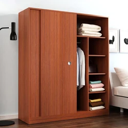 Modular Custom Wooden Panel Design Sliding Door Wardrobe Simple Modern Bedroom Closet Wardrobe Storage Cabinet