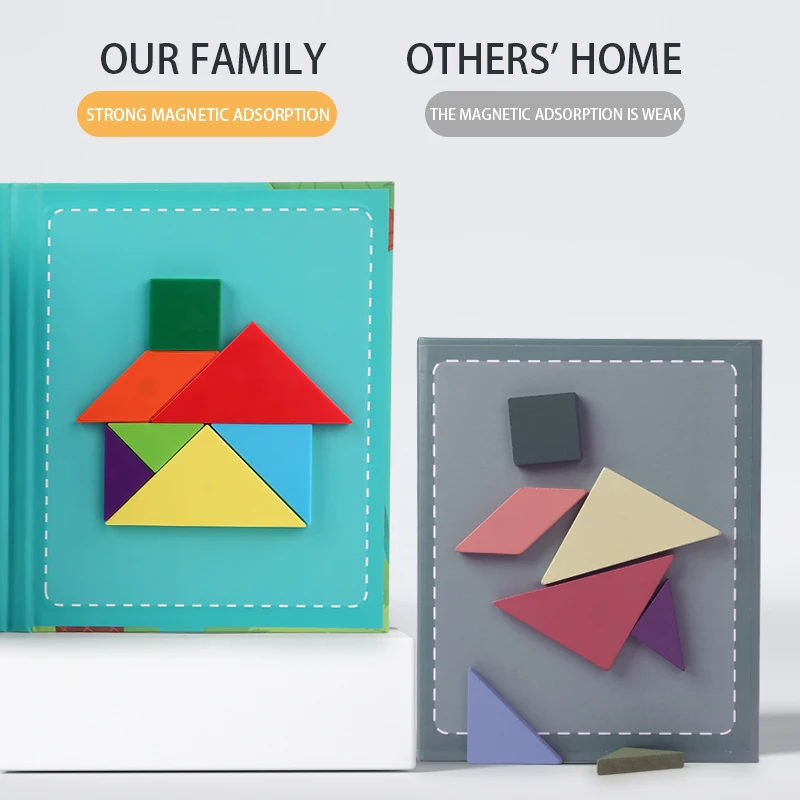 STEM Early Educational Challenge Toy Geometric Pattern Magnetic Tangram Puzzle