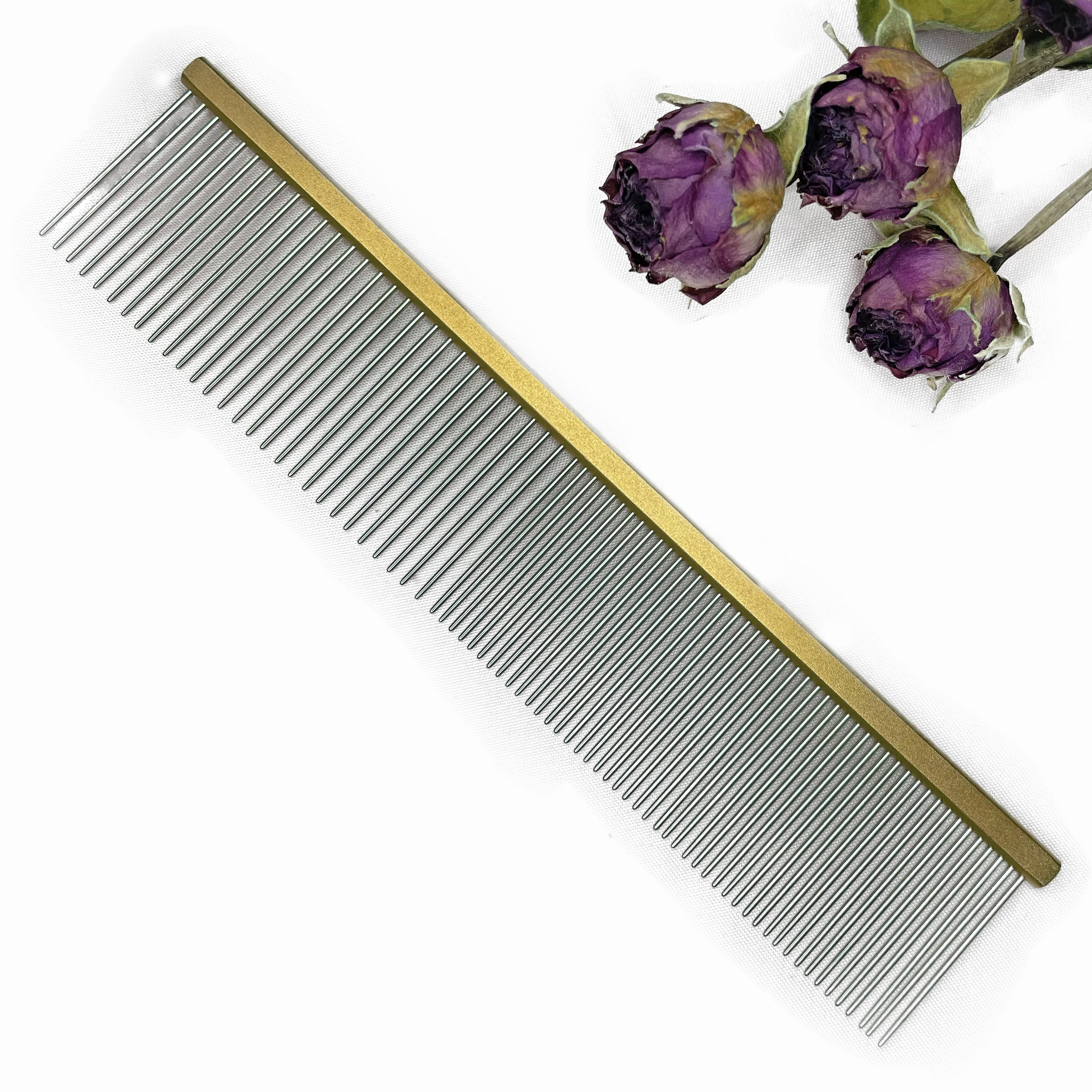 Latest Products dog groomers undercoat removal brush deshedding hair stainless steel pet comb with flat handle