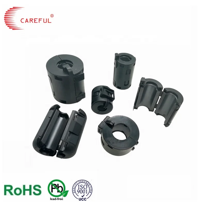 Black Clip-on Ferrite Ring Core EMI Noise Suppressor 3-10mm Diameter Cable split clamp core