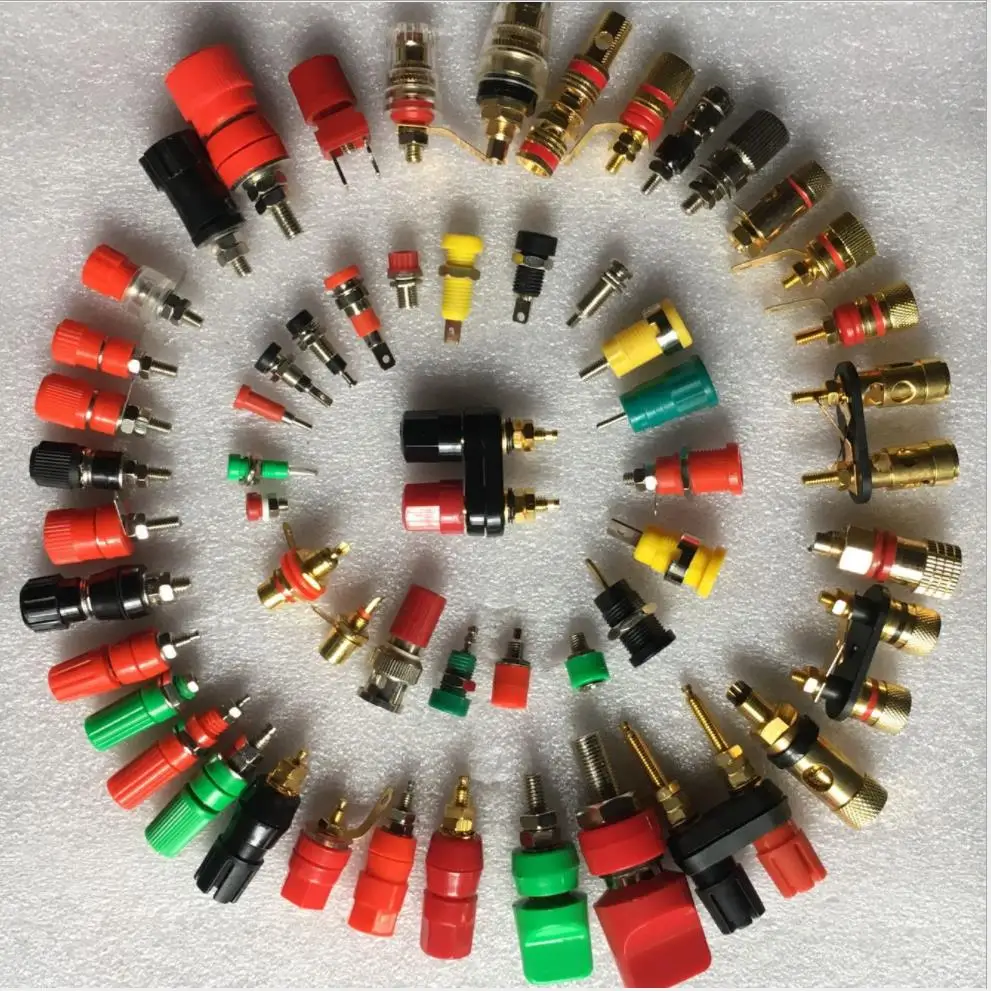 high voltage custom gold mini 1mm 2mm 3mm 4mm male female safety stackable insulated shrouded banana jack plug connector
