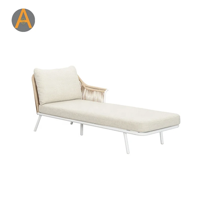 New Design Outdoor Furniture Beach SunBed Aluminum Rope Woven Outdoor Patio Pool Sun Lounger