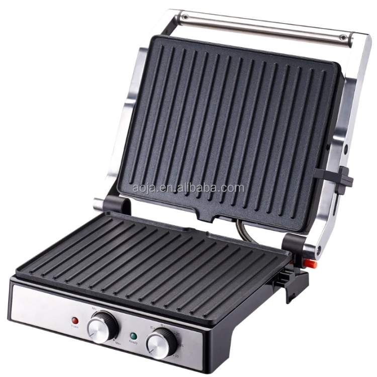 AOJA 110V 220V Automatic BBQ Electric Press Contact Grill  Panini Grill Non Stick Sandwich Machine Maker for Household Use