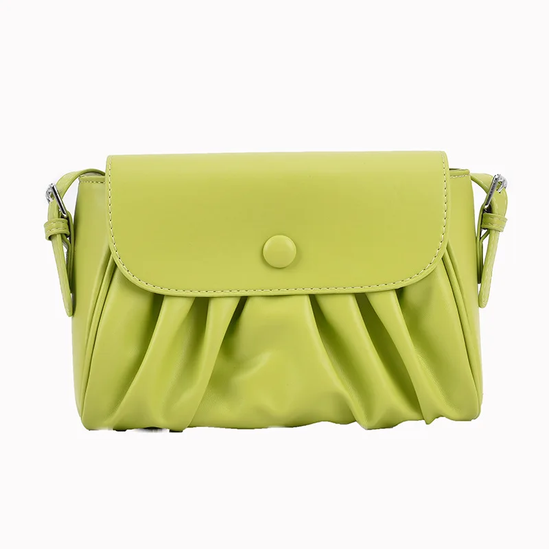 
2021 summer new fashion shoulder bag Korean style fold texture small square bag personality simple candy colored messenger bag 