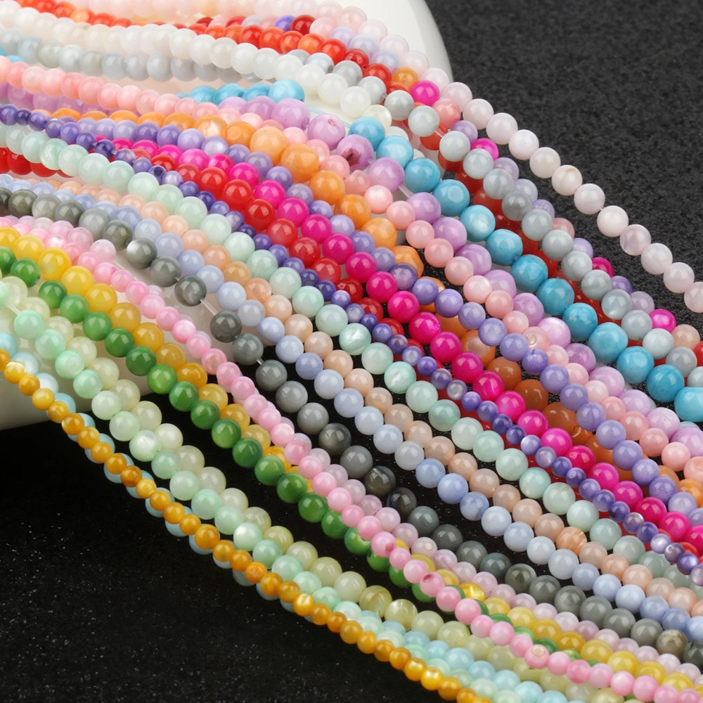 Wholesale Small Size 2/3/4mm Round Colored Natural Freshwater Shell Beads For Jewelry DIY Making Bracelet