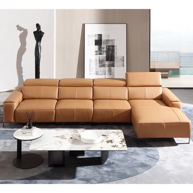 Factory directly modern simple luxury furniture recliner genuine leather electric function target living room furniture
