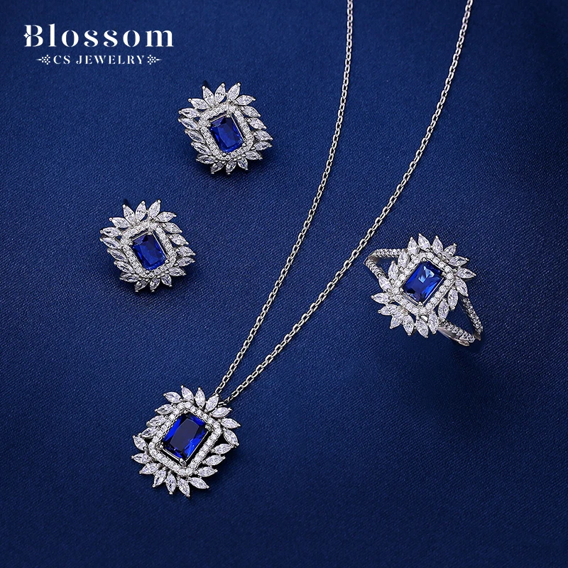 Luxury Dubai Bridal Wedding Fine Jewellery Set Accessories For Women Cubic Zirconia Cz 925 Sterling Silver Jewelry Set Supplier