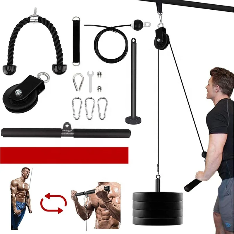 Home Equipment DIY Single Pull Down Weight Lifting System High Low Gym Adjustable Nylon Cable Pulley Set Fitness Accessories