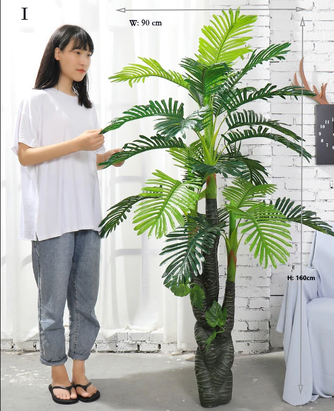 Artificial Grass and Palm Tree for Outdoor Home Hotel Office Decoration with Large Plastic Leaves