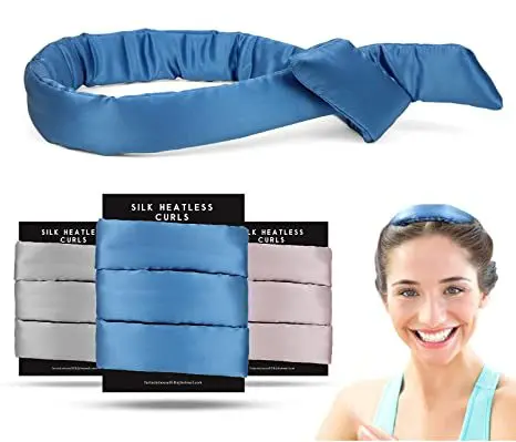 Ободок для завивки волос без тепла, 100% шелк, без нагрева, лента для завивки волос с шелковыми резинками для длинных волос