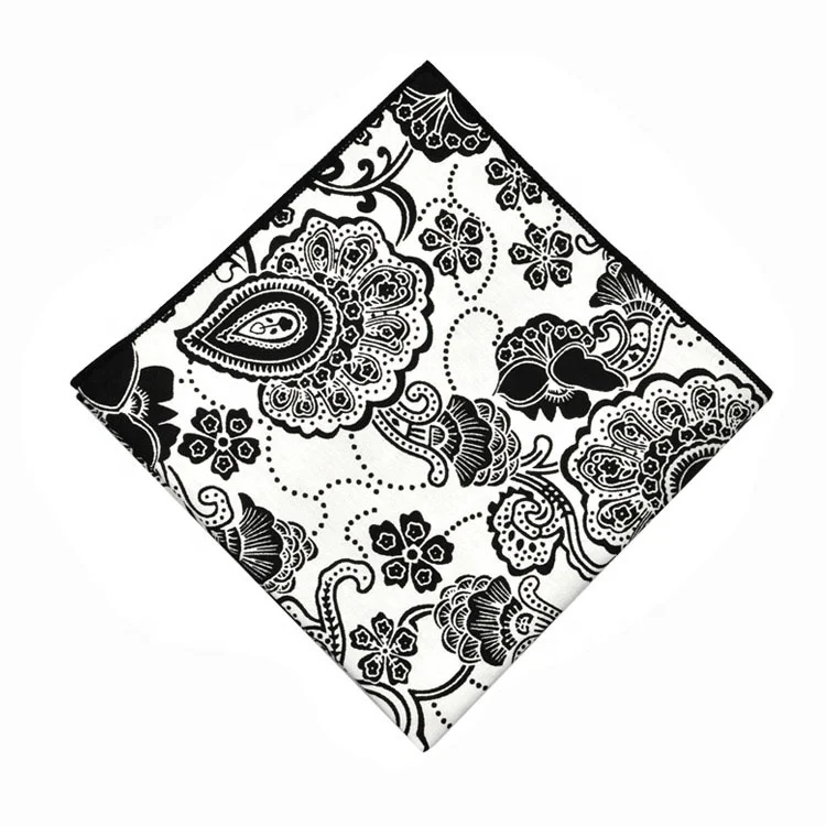 fancy new fashion mens black and grey cotton hanky handkerchief