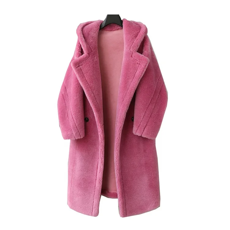 Hot Sale Long Fur Lined Coat Hood Shearling Fashion Sheepskin Women Winter Double Faced Fur Jacket