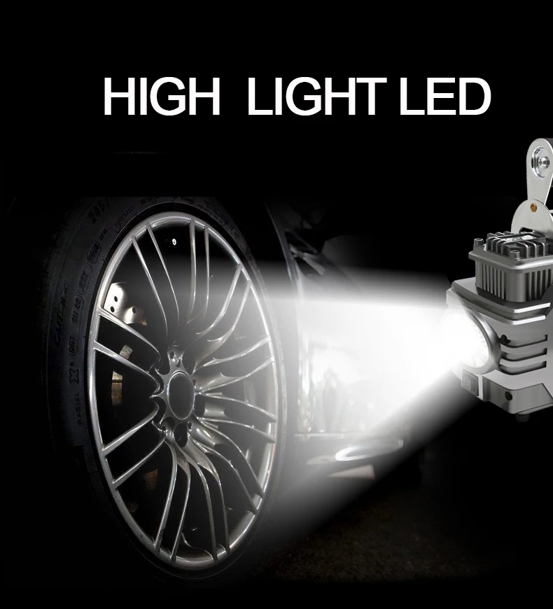 Цифровой мощный двухцилиндровый автомобильный воздушный компрессор, автомобильный насос со светодиодной подсветкой