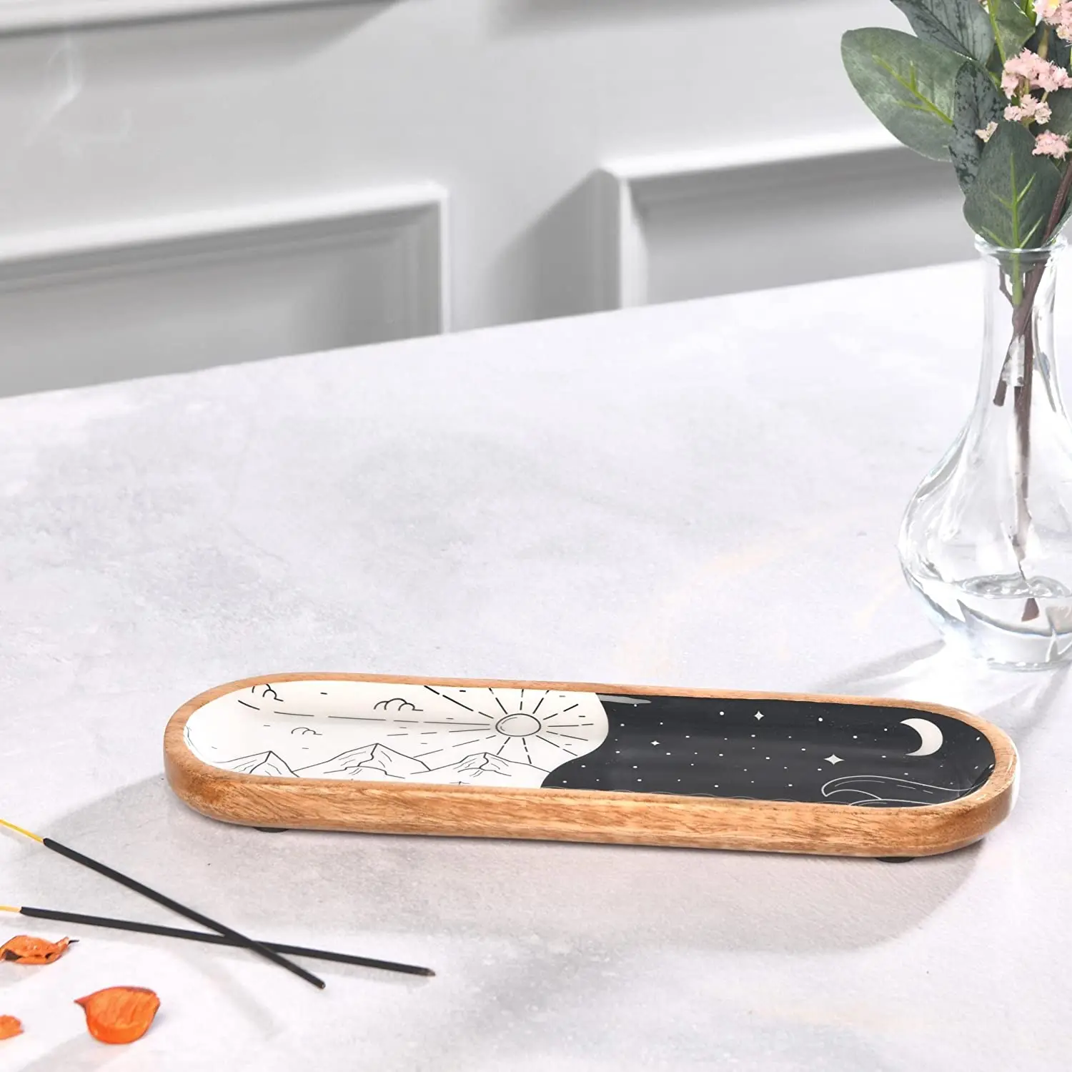 New Wooden Incense Stick Burner Holder Ash Catcher Tray Aromatherapy Burner Ornaments Art Home Decor Meditation Yoga