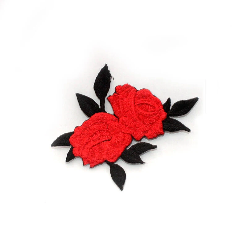 2021 hot selling Rose Flower  Embroidery Patches Patch Stickers  For Clothing Custom Embroidered Patch For Hat