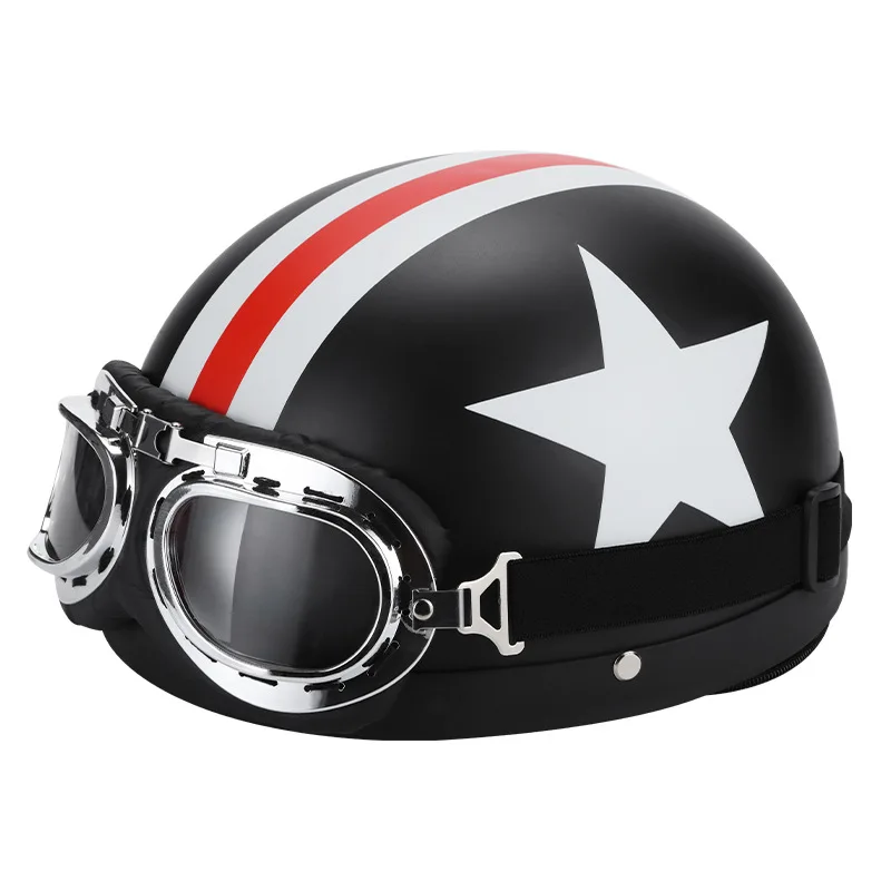 Retro Motorcycle helmet retro helmet scooter vintage helmet motorcycle for Harley with goggle