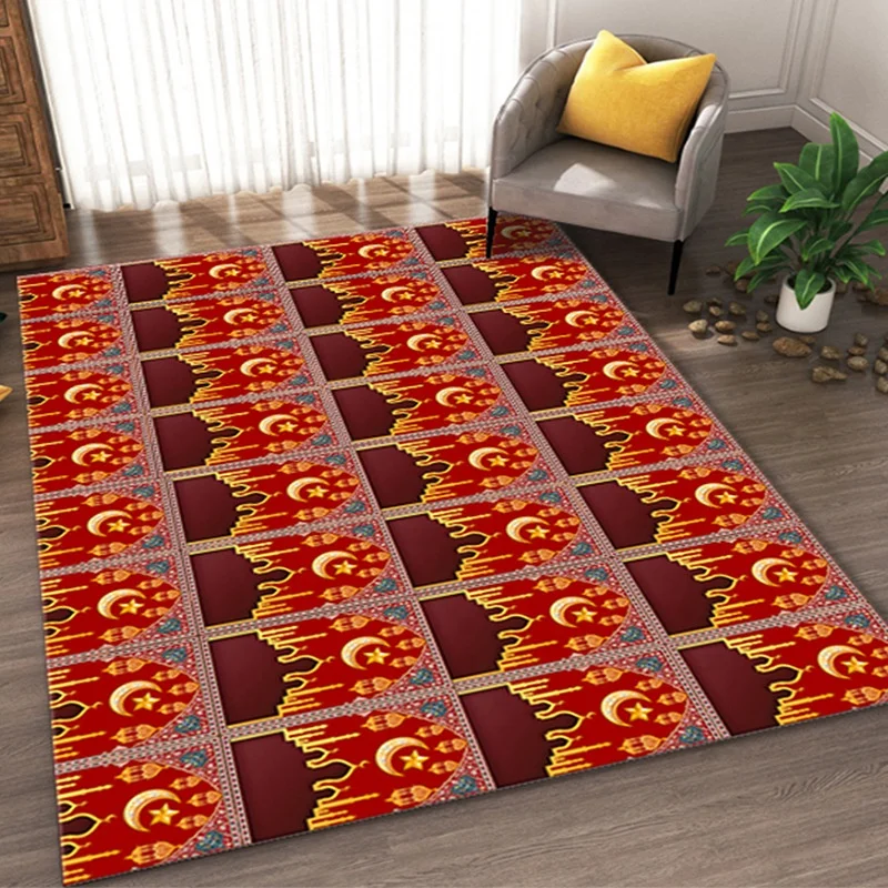Modern Printed Anti-Slip Islamic Prayer Rug Soft Fringes on Both Sides Home Use Muslim Folding Prayer Mat Living Room Pray Mats