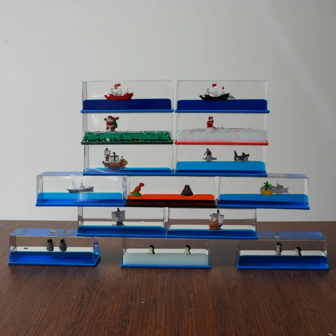 Unsinkable Military Ship Boat in a Box Liquid Wave Cruise Ship Decoration for Car Display Cases and Gifts