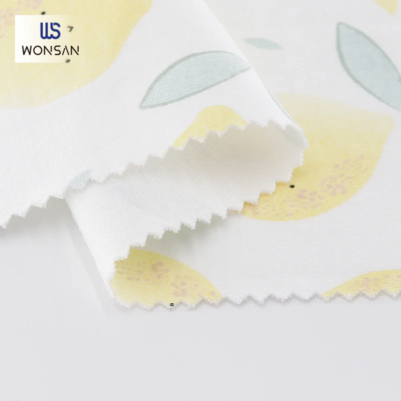 1MOQ Stock 100%Cotton For Baby T-shirt Clothing Material Double Sided Children Fruit Printed Interlock Fabric Tissu Customizable
