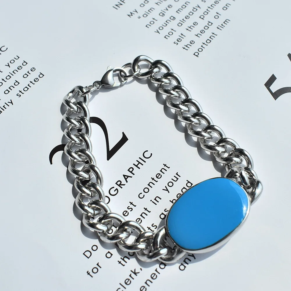 Punk Stainless Steel Cuban Chain Salman Khan Bracelet Titanium Steel Link Chain Turquoise Bracelet For Party