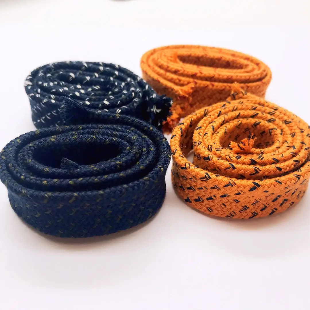 15mm orange with navy dot cotton  flat cord