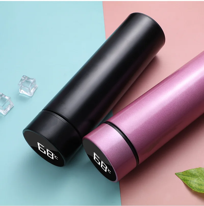 500ml Smart Water Bottle Temperature Show With thermal LED smart Water Bottle drinking water bottle insulated flask thermos