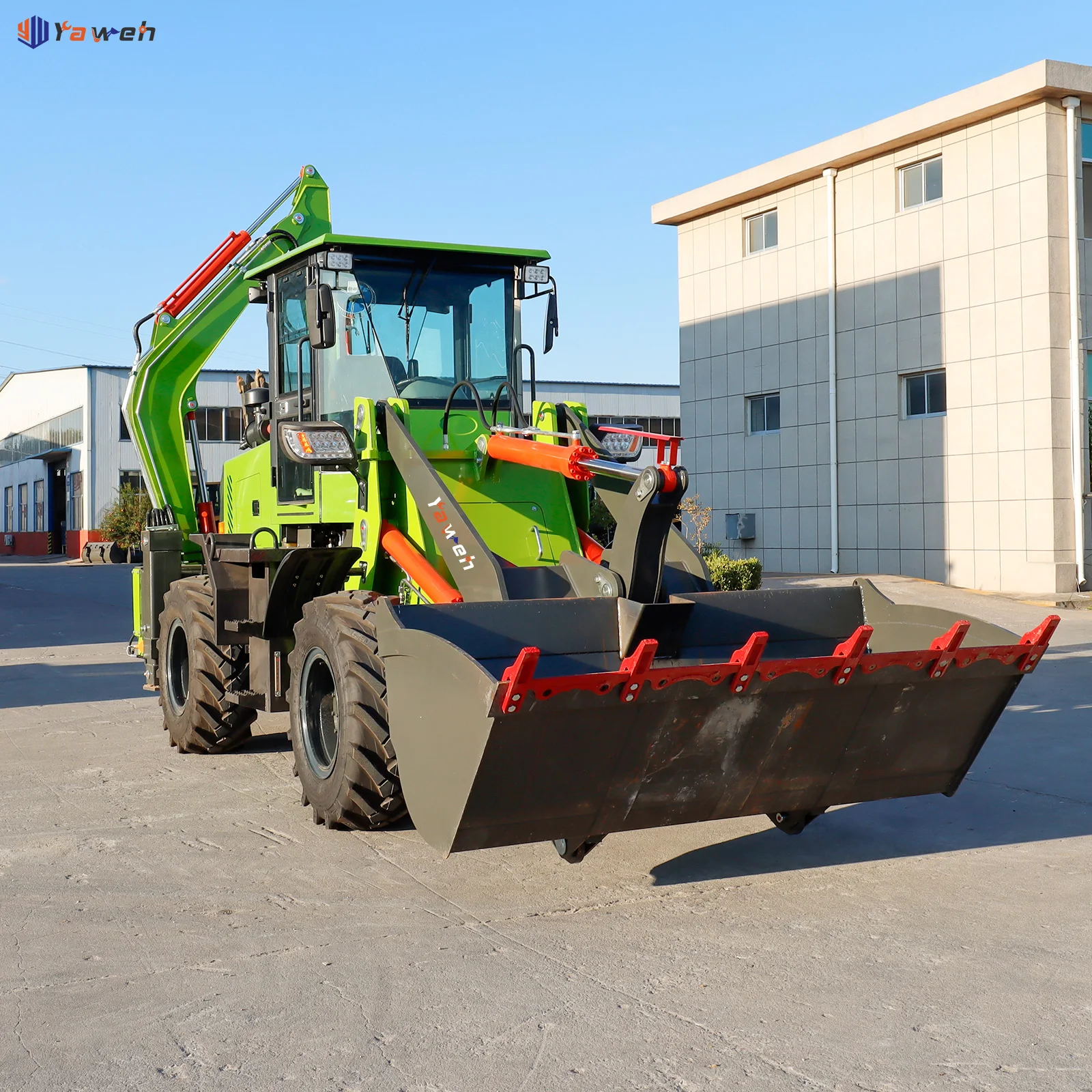 Yaweh chinese retroexcavadora case 360 degree remote control 4wd tractor front wheel loader backhoe excavator loader 4x4