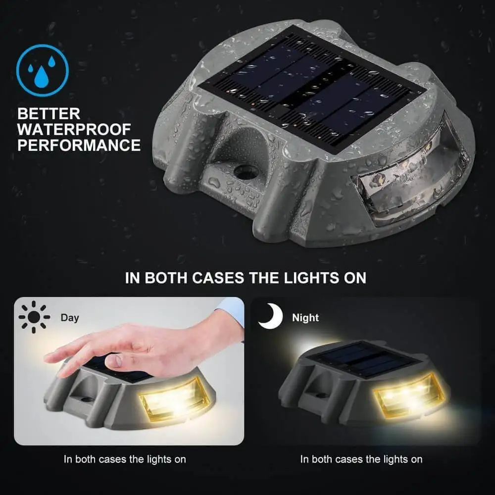 Aluminum Solar Powered LED Traffic Roadside Safety Cats Eyes Road Studs Pathway Led Flashing Stud Dock Driveway W