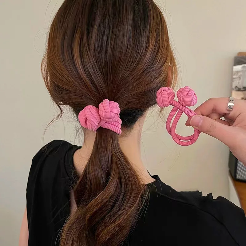 CHENGHE Chinese Knot Overstriking Hair Ties Durable Elastic Hair Bands for Women Girls Thick Hair Sceunchies