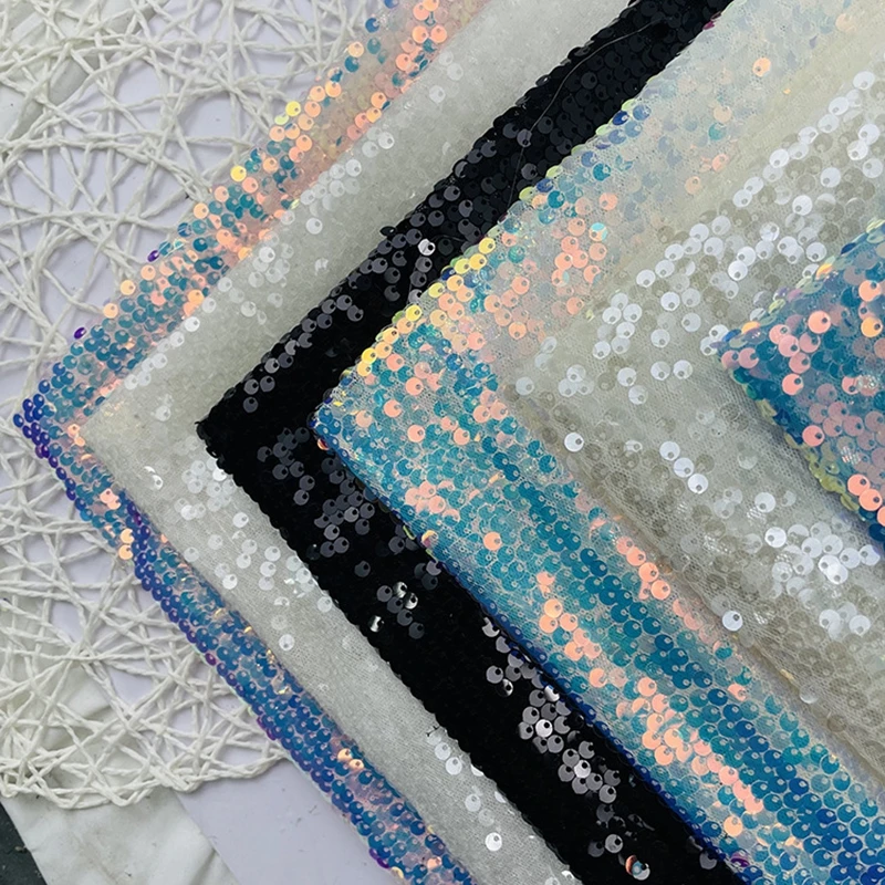 ZSY  5MM Sequins Mesh Embroidery Sequined Sparkle Lace Fabric for Party Dress bridal sequin fabric