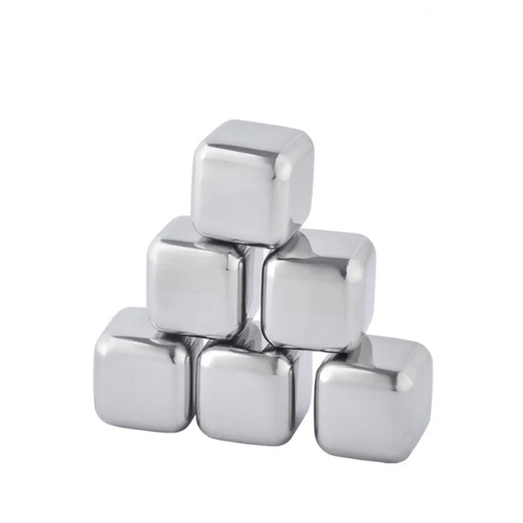 AIHPO21 Stainless Steel Pack of 8 Reusable Ice Cubes Chilling Stones with Tongs & Freezer Storage Tray for Whiskey Wine