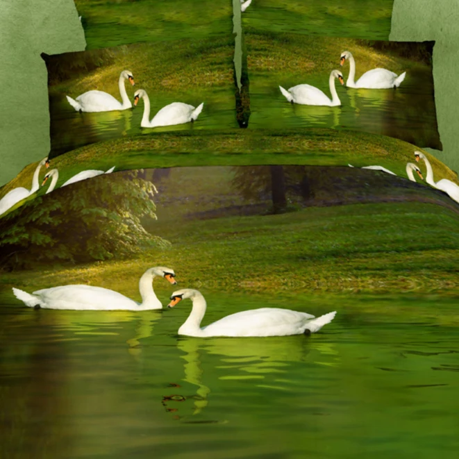 Nordic с модным принтом «Лебединое озеро» трансграничной импортные товары, Комплект постельного белья ins ветер хлопковых постельных принадлежностей из трех или четырех человек, наборы для ухода за кожей