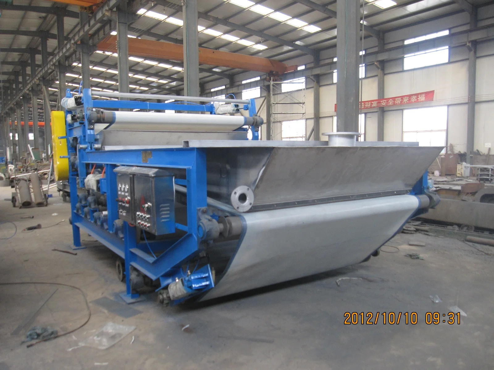 mechanical wood recycled paper pulp de-watering double belt type filter press machine