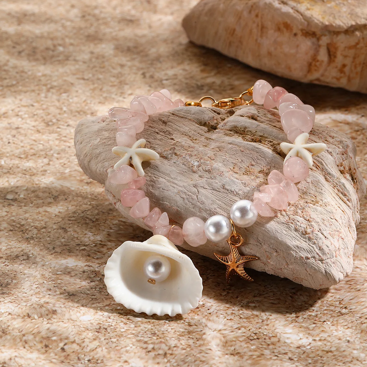 Summer Jewelry Beach Irregular Crushed Stone Bracelets for Women Fashion Handmade Sea Shell Bracelet For Girls Travel Gift