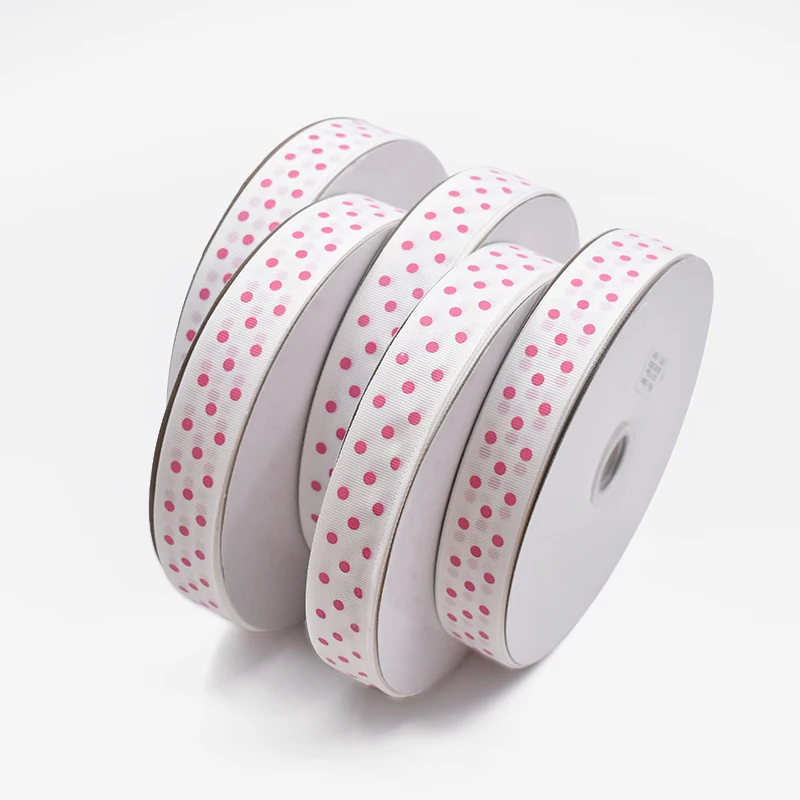 Manufacturers Wholesale Custom 2.5cm Grosgrain Ribbon Printing Polka Dot Packaging Ribbon