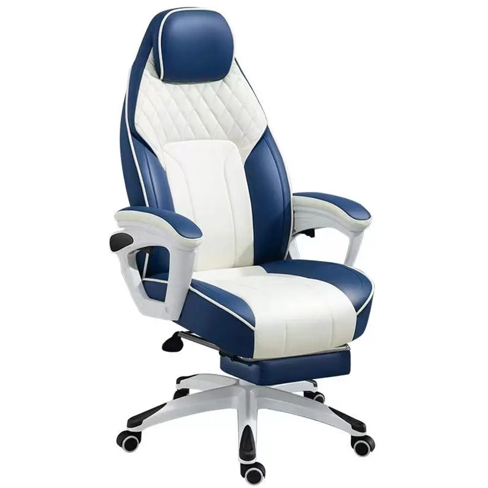 High-Back Black Leather Executive Office Computer Desk Chair Blue Office Chair for Boos Manager