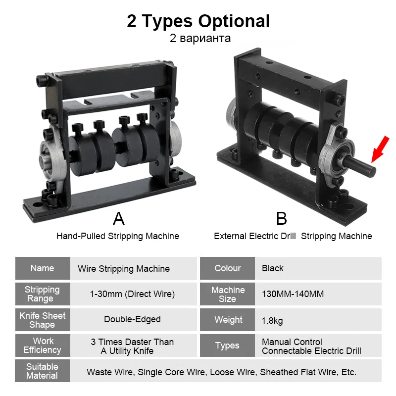 Automatic Portable Wire Stripping Machine Scrap Cable Peeling Machines Stripper for 1-30mm Hand Tool Connect Hand Drill
