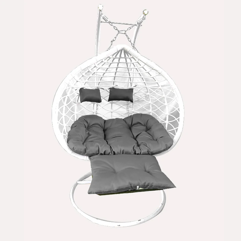 Outdoor Rattan Wicker Double Seat Hanging Egg Swing Chair with Metal Stand Furniture Color Material Origin General Place Model